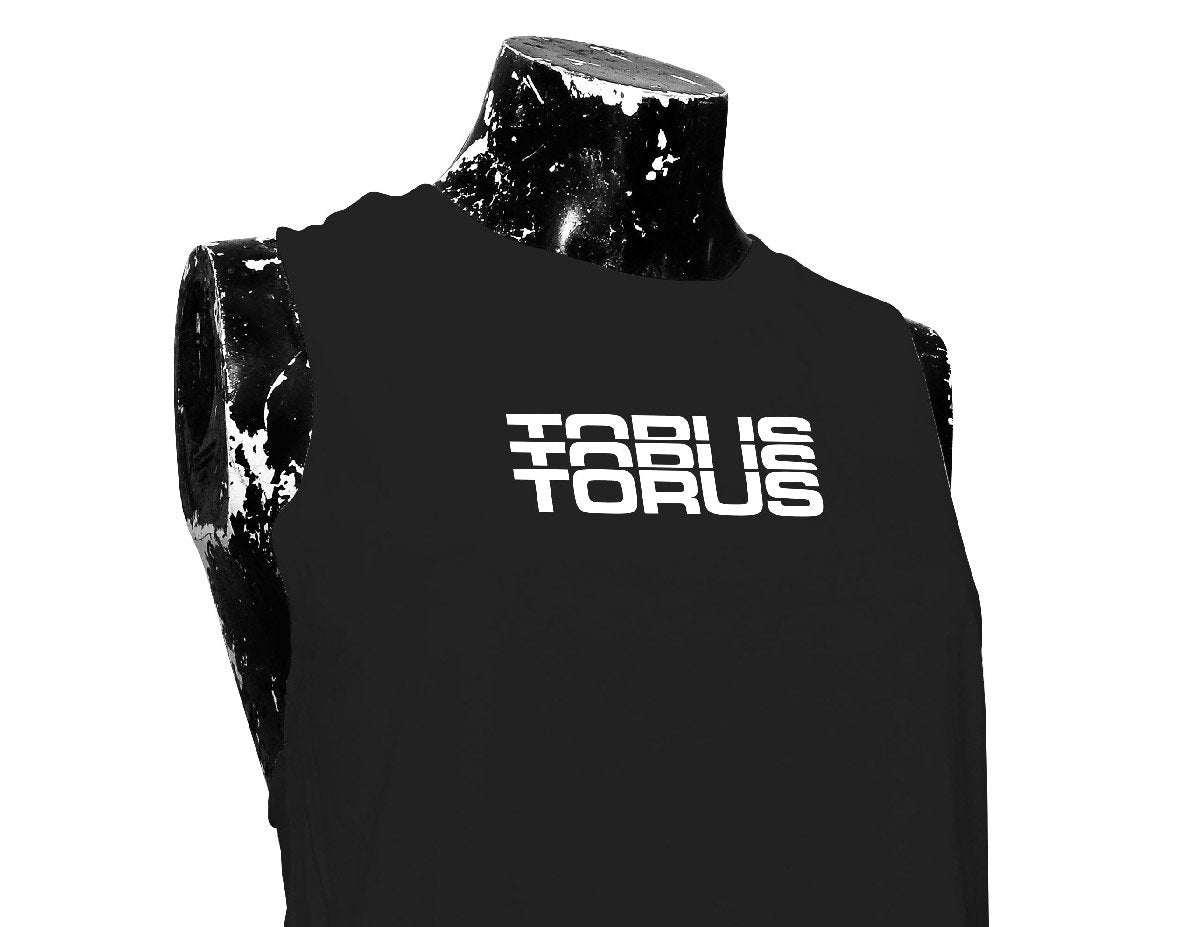 Racerback 'Logo' Cropped Tank - Black