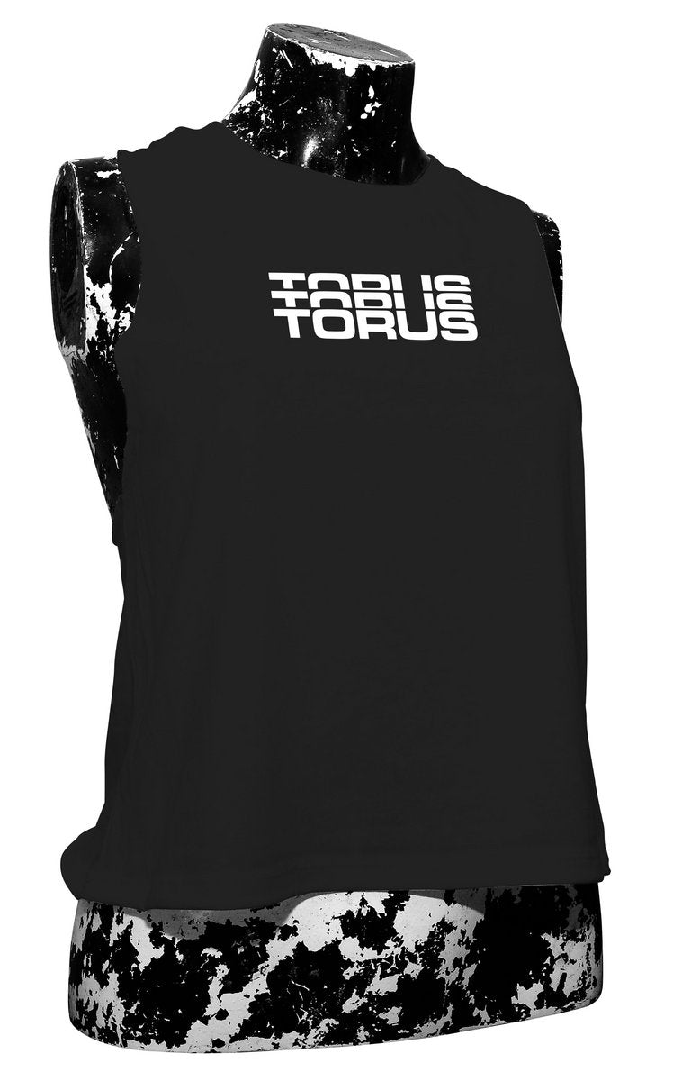 Racerback 'Logo' Cropped Tank - Black