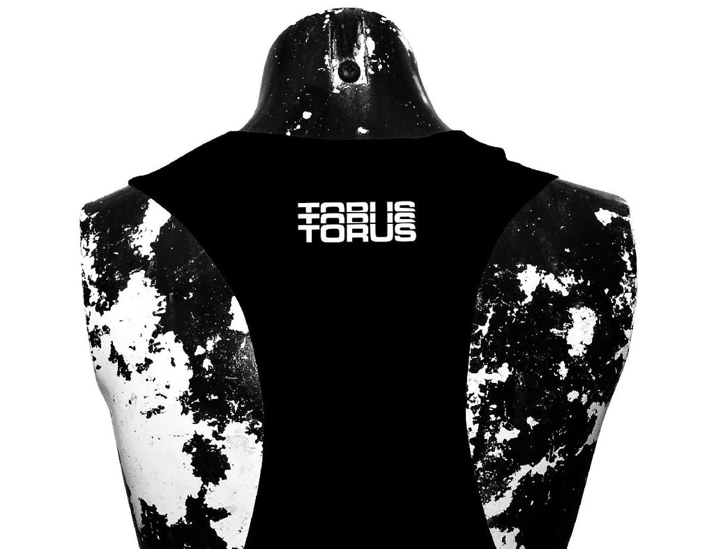 Racerback 'Logo' Cropped Tank - Black